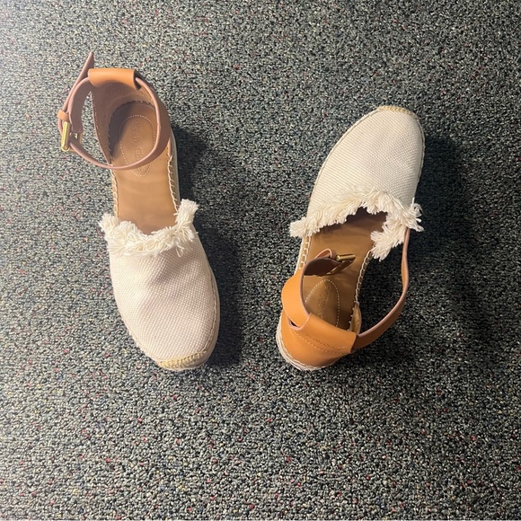 SEE BY CHLOE Tan Glyn Espadrilles Leather Flat Neutral Flats Shoes Gold Buckle 8 - Picture 8 of 16